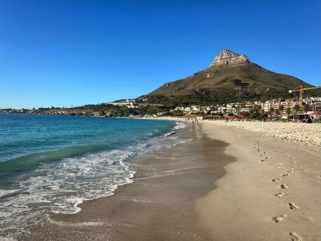 Lion's Head mountain overlooking Camps Bay beach in Cape Town, South Africa