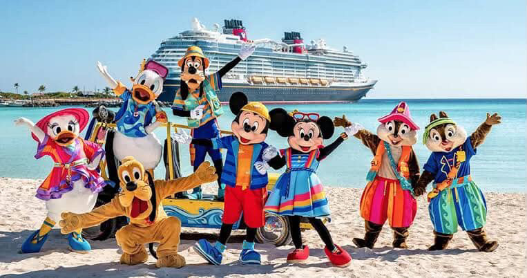 Disney characters on a cruise ship.